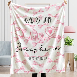 Personalized Oncology Nurse Coquette Blanket, Nurse Appreciation, Gift For Nurse, Nurse Graduation Gift, Custom Oncology Nurse Name Blanket