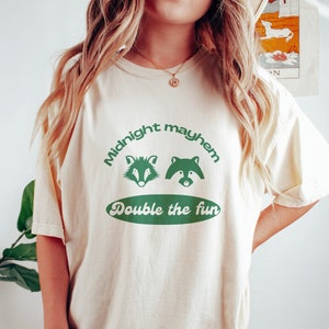 Midnight Mayhem Double The Fun Shirt, Raccoon Shirt, Animal Lover Shirt, Opossum Lover Shirt, Trash Panda T Shirt, Funny Gift for Guys