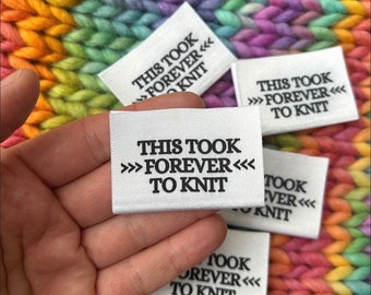 Woven Handmade Clothing Care Instructions Knitting Labels ‘This Took Forever To Knit’