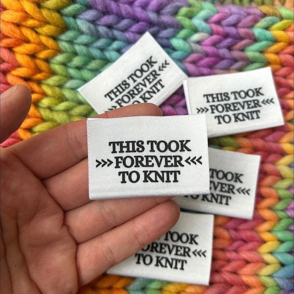 Woven Handmade Clothing Care Instructions Knitting Labels ‘This Took Forever To Knit’