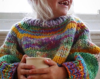 Adventure Sweater. Kids Raglan Super Chunky Knitting Pattern