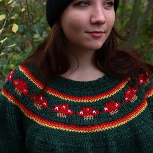 The Toadstool Sweater Adult Size XS - 5XL Knitting Pattern