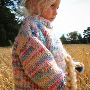 Little ‘Big Cosy’ Sweater.  Kids Super Chunky Knitting Pattern. Easy/ Beginner