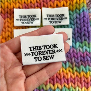 Woven Handmade Clothing Care Instructions Knitting Labels ‘This Took Forever To Sew’