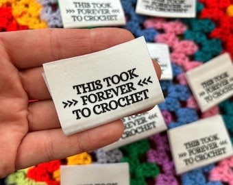 Istruzioni per la cura degli indumenti intrecciati fatti a mano Etichette per lavori a maglia "This Takeed Forever To Crochet"