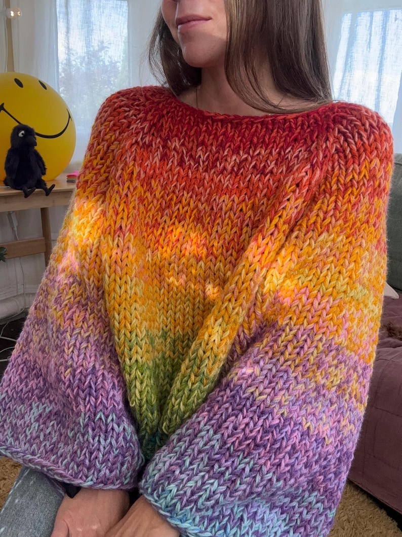 Scrappy Weekend Sweater Adult Super Chunky Knitting Pattern - Etsy