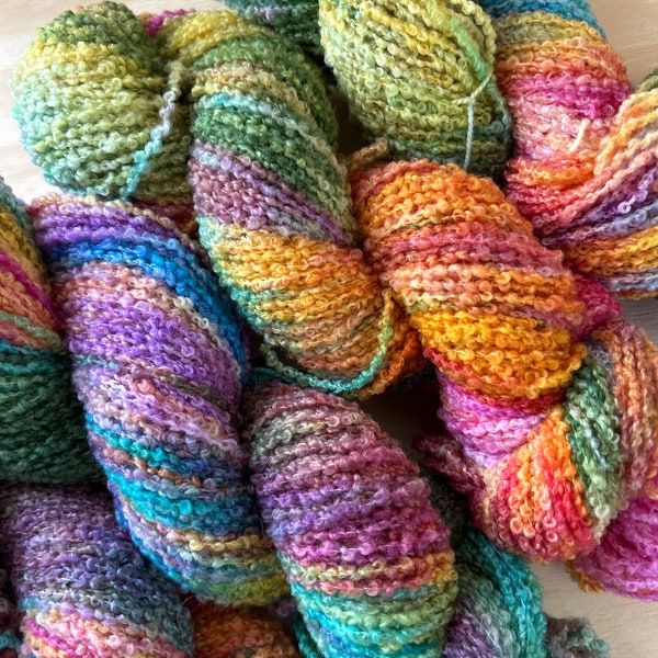 Ready To Go! Hand Dyed Boucle DK Yarn 100g ‘Watercolours’