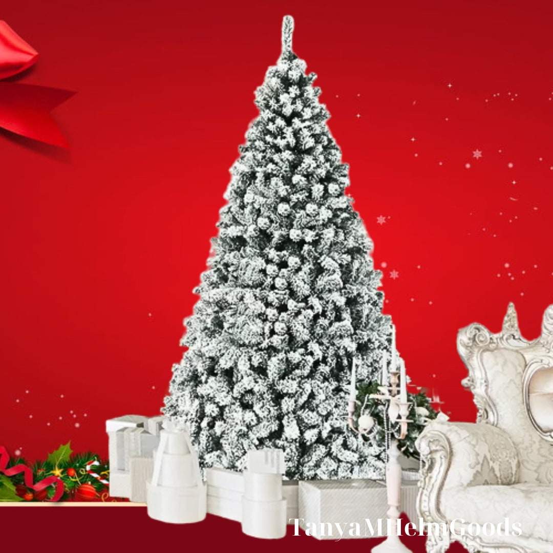 Prelit 9foot Christmas Tree With Snowflakes and a Hinged Etsy