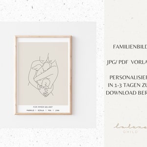 Familienbild Poster Personalisiert Sternenkind Familie Digitale Datei Download