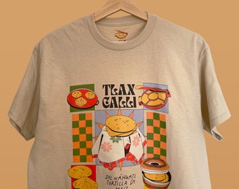 Camiseta unisex de algodón grueso -"Tlaxcalli" en Nahualt - Tortilla de Maíz"