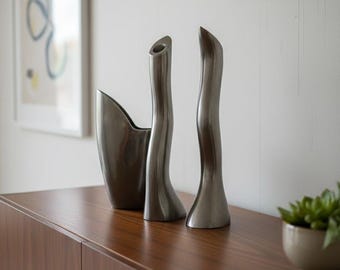 Anna Efverlund Set – Candle Holders + Vase – Scandinavian 1980s Aluminum