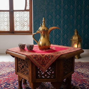 Oriental Dallah Coffee Pot – Copper or Brass – Arabic Symbol Engraved – 15 cm – Decorative Item