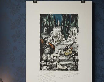 Litografía de Yves Brayer – Los jardines de los Médici – Firmada y numerada 55x38 cm