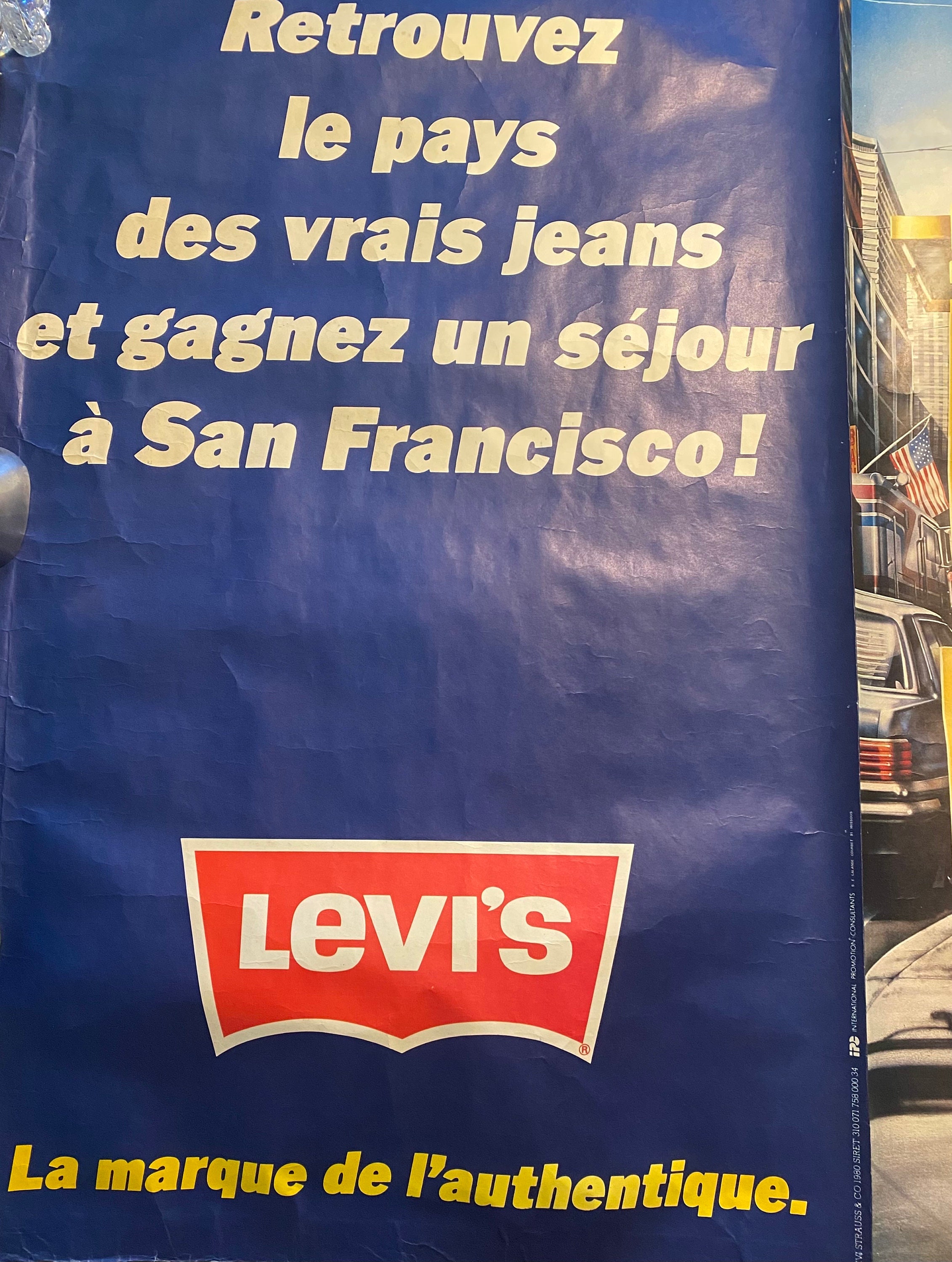 Signed Poster, Original Levi's Poster, Vintage, 80s, Levi's