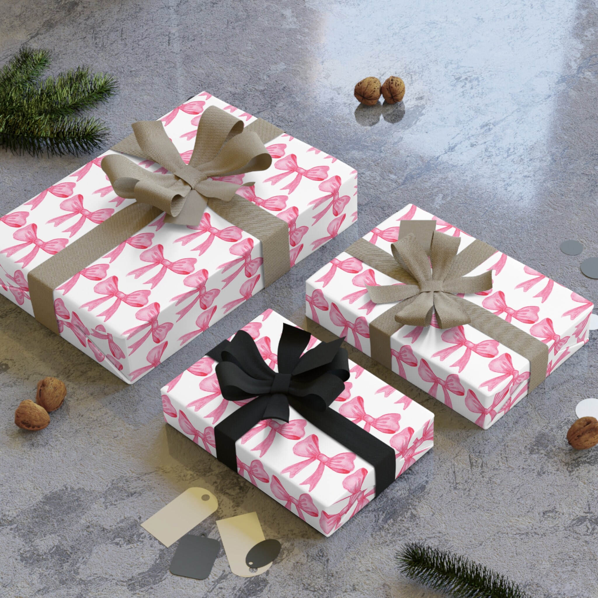 Pink Bow Wrapping Paper - Etsy