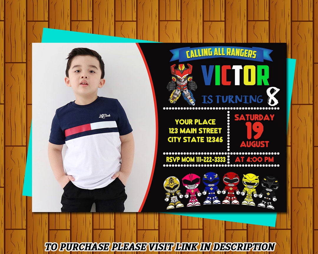 Power Rangers Birthday Invitation Power Rangers Invitation - Etsy