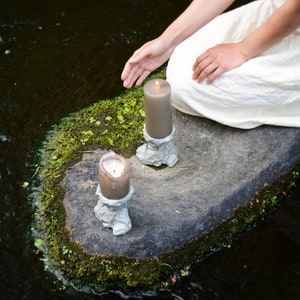 Meditation Big Gray Concrete Candle Holder/Stone Meditation Tea Light Candle Holder/Big Rock Candle Holder/Concrete Pillar Candle Holder