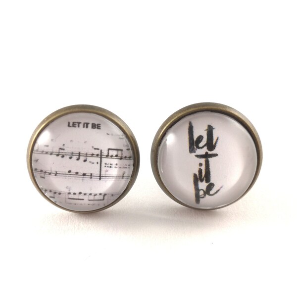 BEATLES EARRINGS, Songs earrings, Music Earrings, Music jewelry, The Beatles jewelry, let it be gift, Let it be earrings