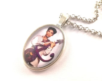 PRINCE NECKLACE, Music Necklace, Purple Love Symbol guitar