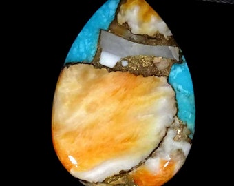 Natural Oyster Copper Turquoise Cabochon Loose Gemstone Pear 12.80Cts Size 16x23x4mm Natural Loose Gemstone Jewellery Making