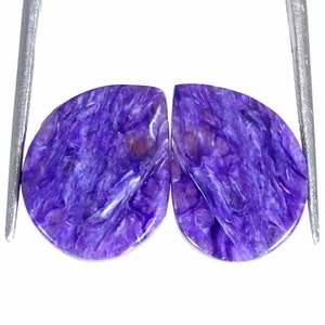 Natural Charoite Cabochon Loose Gemstone Fancy Pair 19.60Cts Natural Loose Gemstone, Jewellery Making, Making Jewelry image 1