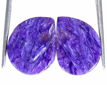 Natural Charoite Cabochon Loose Gemstone Fancy Pair 19.60Cts Natural Loose Gemstone, Jewellery Making, Making Jewelry