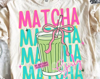 Matcha Girly PNG, Matcha Lover Png, Matcha Latte Shirt Design, Coquette Girlies Sublimation, Barista Matcha Png, Iced Coffee Png, Trendy Png