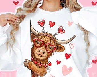Funny Valentine Highland Cow PNG, Howdy Valentine Png, Coquette Valentine Png, Valentine's Day Sublimation, Love XOXO Heart,Digital Download