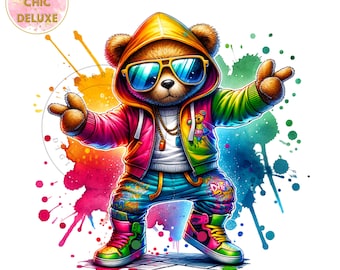 Teddy Bear Clipart Shirt Sublimation and Dtf Design, Digital Download PNG Instant DIGITAL ONLY, Tshirt png Design, Urban Png, Streetwear Png
