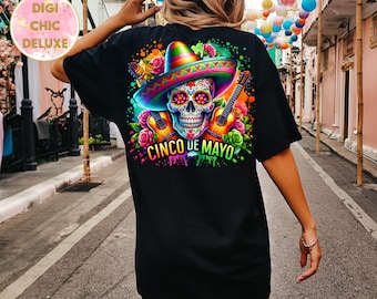 Cinco De Mayo Clipart Shirt Sublimation and Dtf Design, Digital Download PNG Instant DIGITAL ONLY, Tshirt png Design, Mexican Skull Png