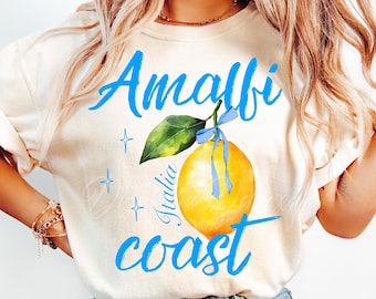 Amalfi Coast Italy PNG Shirt Sublimation and Dtf Design, Digital Download, Summer Png, Tshirt Design, Lemon Png, Trendy Design Limoncello
