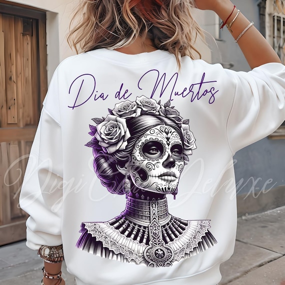 Dia de Los Muertos Sugar Skull Catrina Clipart Shirt Sublimation and Dtf Design, Digital Download, Tshirt Png Design, Day of the Dead Png