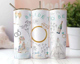 Bridal 20 oz Skinny Tumbler Sublimation Design | BRIDE TO Be | Sublimation | Straight Design | I said Yes | Engagement Tumbler Design