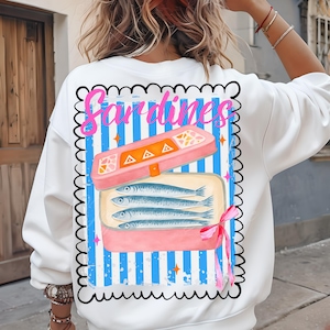 Sardines PNG Retro Tinned Sardines Coquette Coastal Aesthetics Trendy Summer Vintage Design Girly Beach Fishermanscore, Trendy Sardine