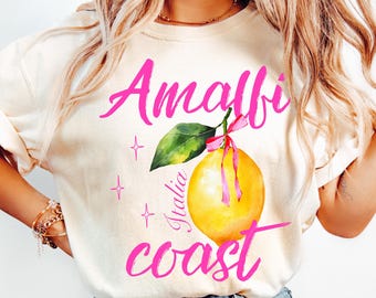 Amalfi Coast Italy PNG Shirt Sublimation and Dtf Design, Summer Png, Digital Download, Tshirt Design, Lemon Png, Trendy Design Limoncello