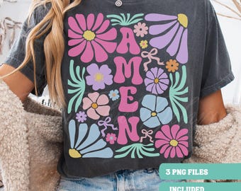 Amen Floral Easter PNG, Amen Coquette Bow PNG, Happy Easter Png, Christian Easter PNG, Floral Spring Png, Jesus Easter Png, Bible Verse Png