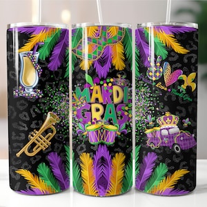Mardi Gras New Orleans Party 20 oz Skinny Tumbler Sublimation Design Digital Download PNG Instant DIGITAL ONLY, Tumbler Wrap Design