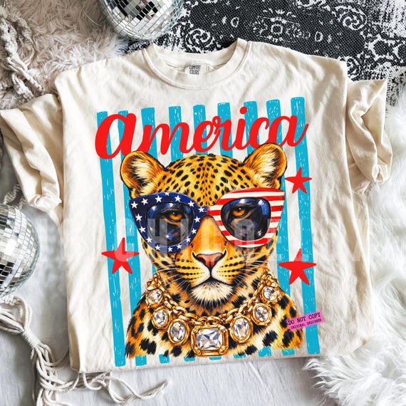 Striped Glam Leopard PNG Preppy Cheetah PNG Bling Patriotic Sublimation Design, Boujee Png Leopard Print Animal 4th of July Digital Download