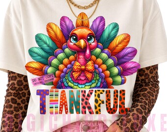 Coquette Turkey Thanksgiving Clipart Shirt Sublimation and Dtf Design, Digital Download PNG, Tshirt Png Design, Cottagecore Png, Thankful