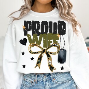 Proud Patriotic Wife Png, Proud Wife PNG, Tshirt Design Png, Camo Coquette Bow, Camouflage Bow Png, Proud Soldier Png, Patriotic Png
