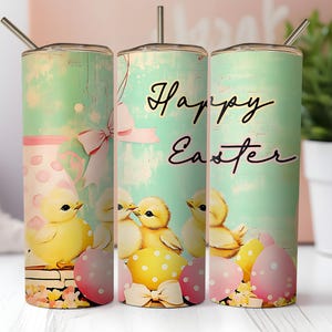 Cute Easter Tumbler Wrap PNG, 20oz Skinny Sublimation Tumbler Design, Easter Sublimation Png, Watercolor Easter Png, Pastel Tumbler Wrap Png