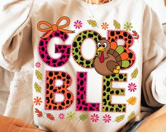 Thanksgiving Gobble Coquette PNG Gobble Shirt Sublimeringsdesign Kalkon Thanksgiving PNG Preppy Höst Leopard Thanksgiving-skjorta PNG Trendig