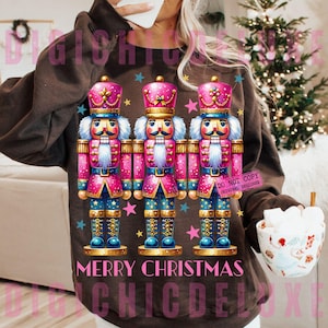 Pink Nutcracker Friends PNG, Preppy Nutcracker PNG, Nutcracker Christmas Sublimation Design, Nutcracker Trio Png, Pink Christmas Png Digital