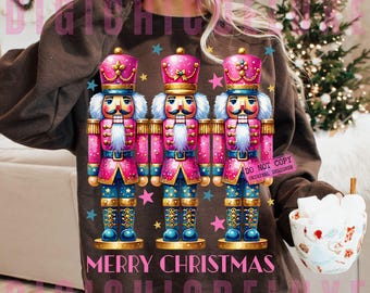 Pink Nutcracker Friends PNG, Preppy Nutcracker PNG, Nutcracker Christmas Sublimation Design, Nutcracker Trio Png, Pink Christmas Png Digital