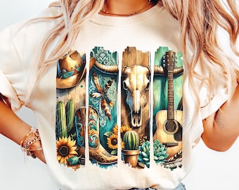 Western Cowgirl Png, Cowboy Boots Png, Western Turquoise Png, Cowprint png, Sunflower Png, Country Brushstroke Png, Trendy Western Png