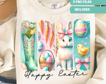 Happy Easter PNG, Brushstroke Easter Png, Retro Easter Png, Easter Bunny Png, Easter Coquette Png, Floral Spring Png, Pink Easter Png