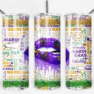 Mardi Gras New Orleans Party 20 oz Skinny Tumbler Sublimation Design Digital Download PNG Instant DIGITAL ONLY, Tumbler Wrap Design
