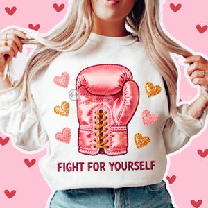 Faux Embroidery Pink Boxing Glove PNG, Self Love Motivation Shirt Sublimation Design, Strong Women, Sassy Breakup, Breast Cancer Awareness