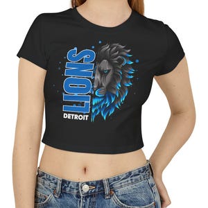 T-shirt bébé court football Detroit, chemise Lions couleurs confort pour femme, haut Motor City NFL Game Day, cadeau football Detroit Lions,