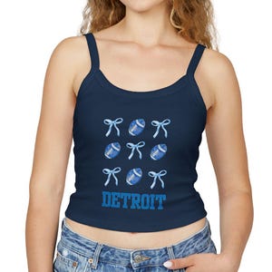 Detroit Sports Débardeur à bretelles fines pour femme, Maillot de football Lions, Débardeur coquette Detroit Sportswear pour fans de football, tenue Lions pour le jour du match
